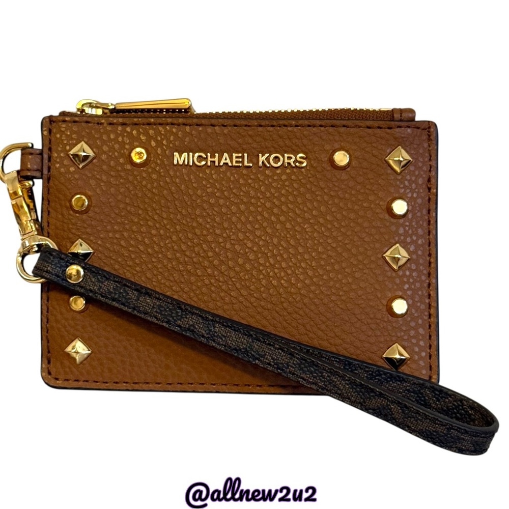 Michael Kors Ciara 2 Pc. Set Goldtone Studded Satchel Bag W / Wallet - Picture 4 of 16